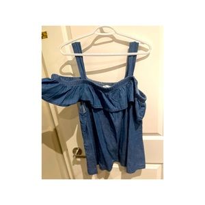 Womens plus size Mex Brand off the shoulder denim top, thick straps size 1XL